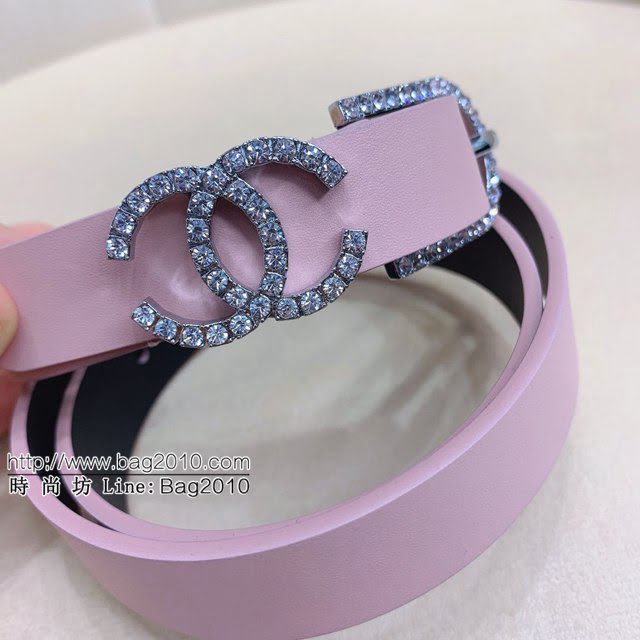 Chanel2020春季新款女士皮帶 香奈兒Pharrell皮衿雙C字母扣腰帶  jjp1892